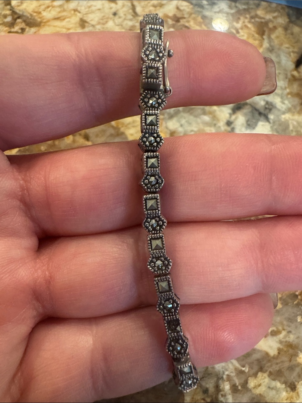 Vintage Silver Marcasite Link tennis Bracelet - Women's Jewelry